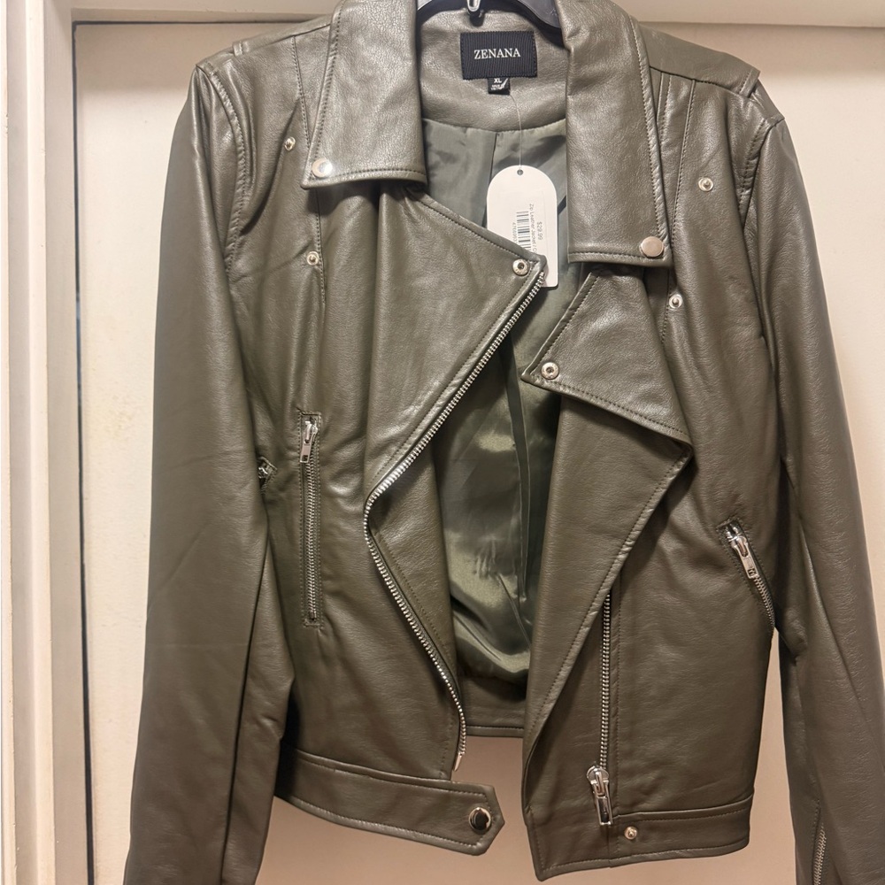 Zenana Outfitters Women's Sage Leather Jacket